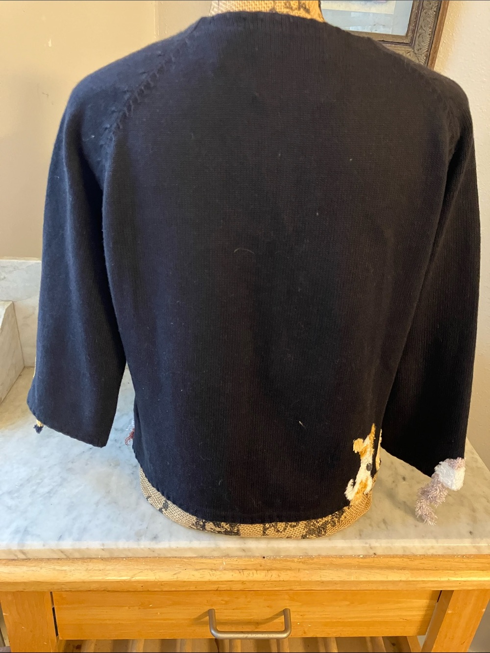 Michael Simon Black Knit Dogs Design Fabulous Vintage Cardigan Gorgeous Piece! M - Picture 10 of 12